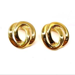 Vintage Monet 80s post double link circle earrings